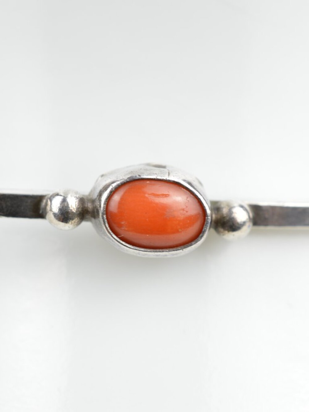 Vintage Navajo Sterling Silver Red Coral Cuff Bracelet Native American 925 16cm